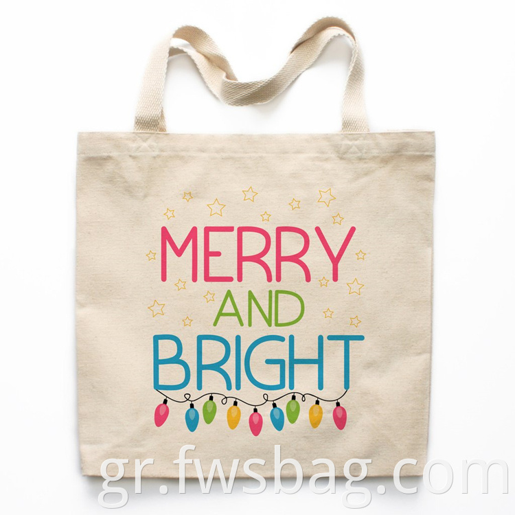 Προσαρμοσμένο τυπωμένο βιολογικό ψώνια μικρού βαμβακιού καμβά τσάντα για τα Χριστούγεννα